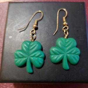 Vintage Three Leaf Clover Earrings, plastic